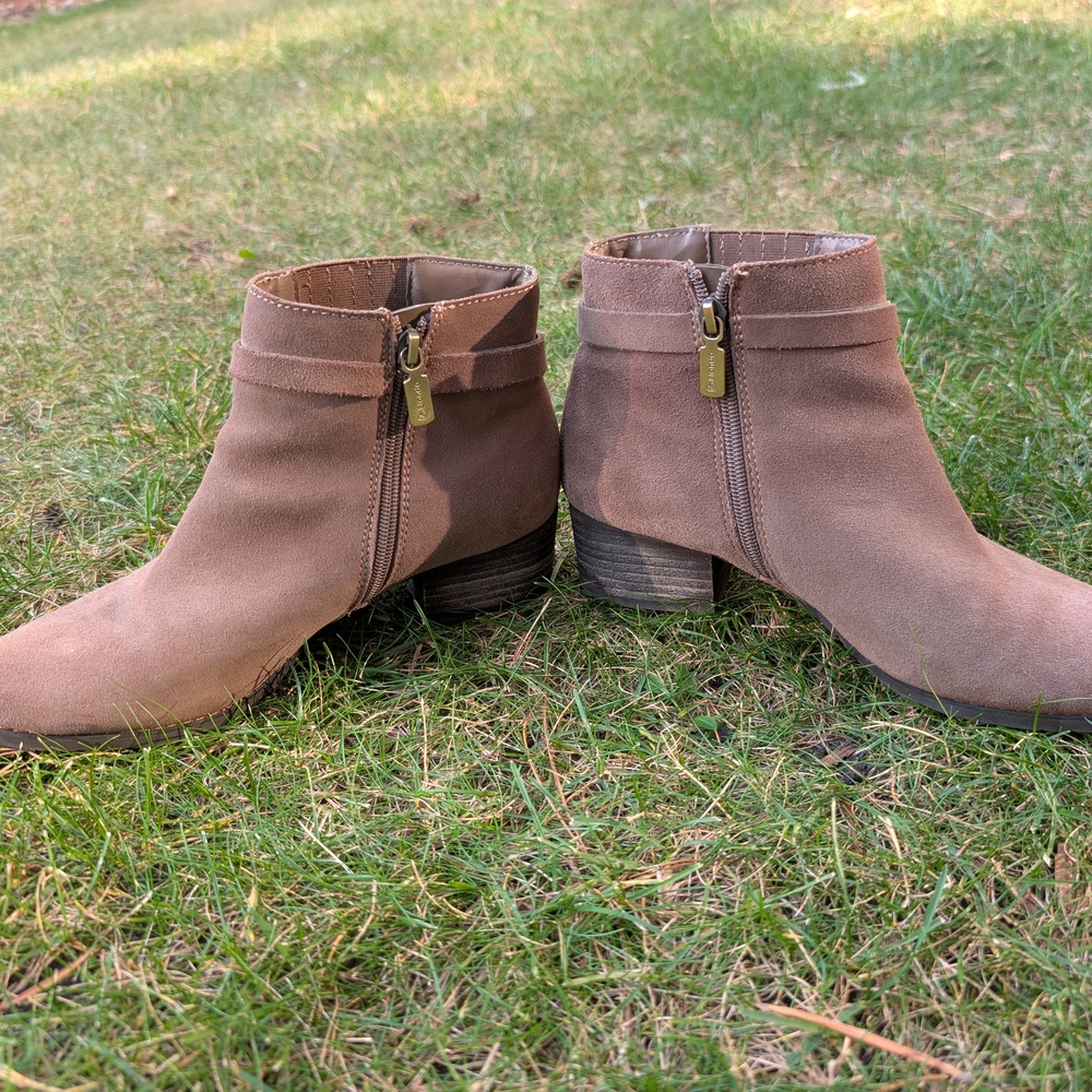 Blondo Taupe Suede Ankle Booties - Picture 3 of 8